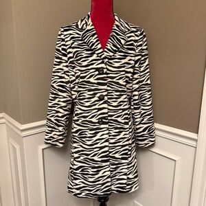 Bernardo Black & White Zebra Print Coat